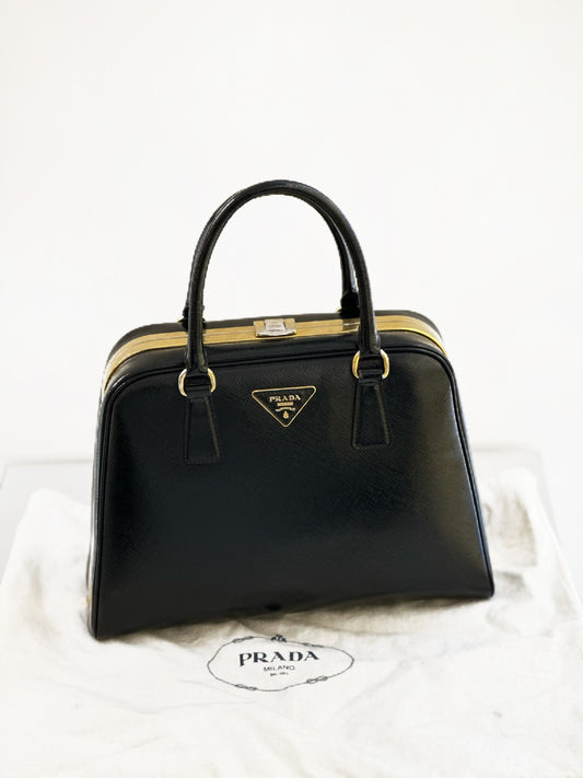 Prada - Doctor's Bowling Bag - Saffiano leather - Black - (medium)