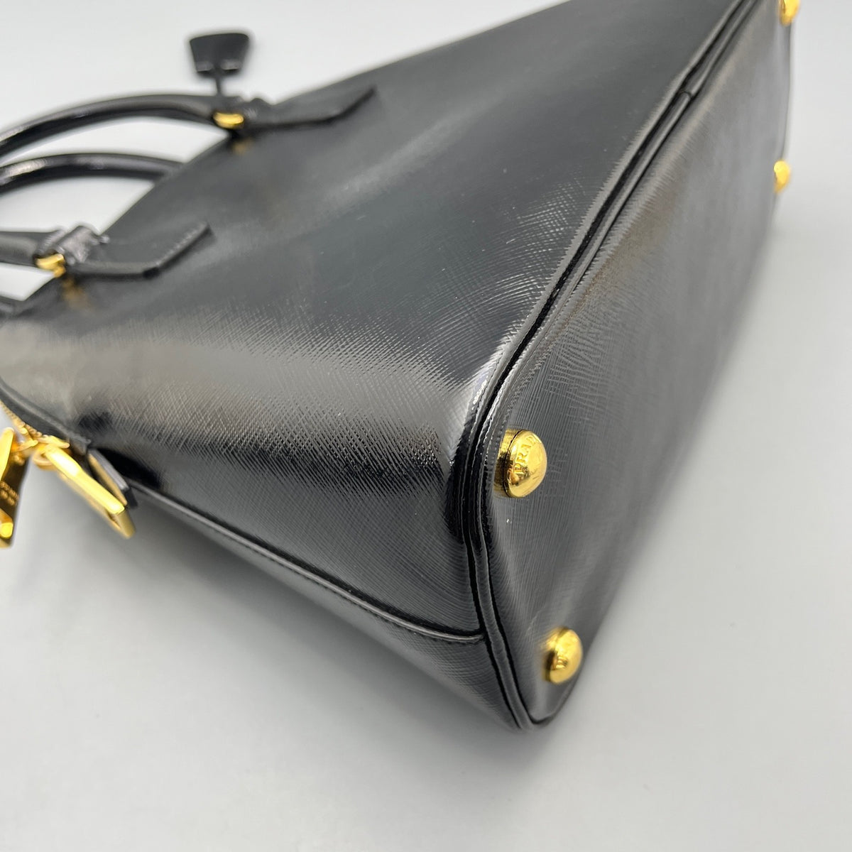 Prada - Dome Bag - Patent leather - Black - (medium)