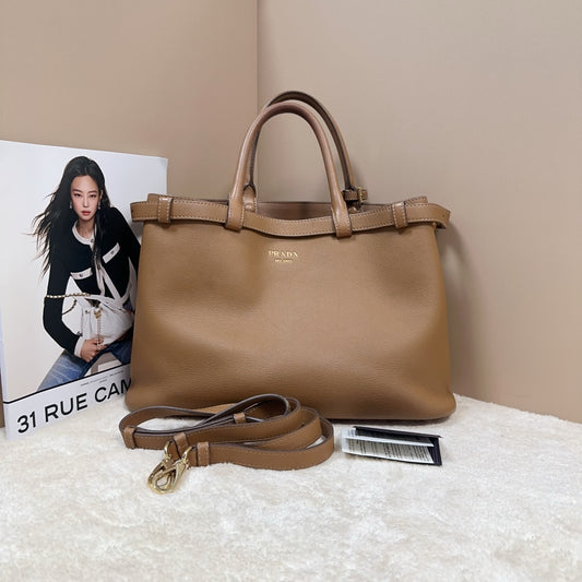 Prada - Double Bag - Leather - Brown - (Large)