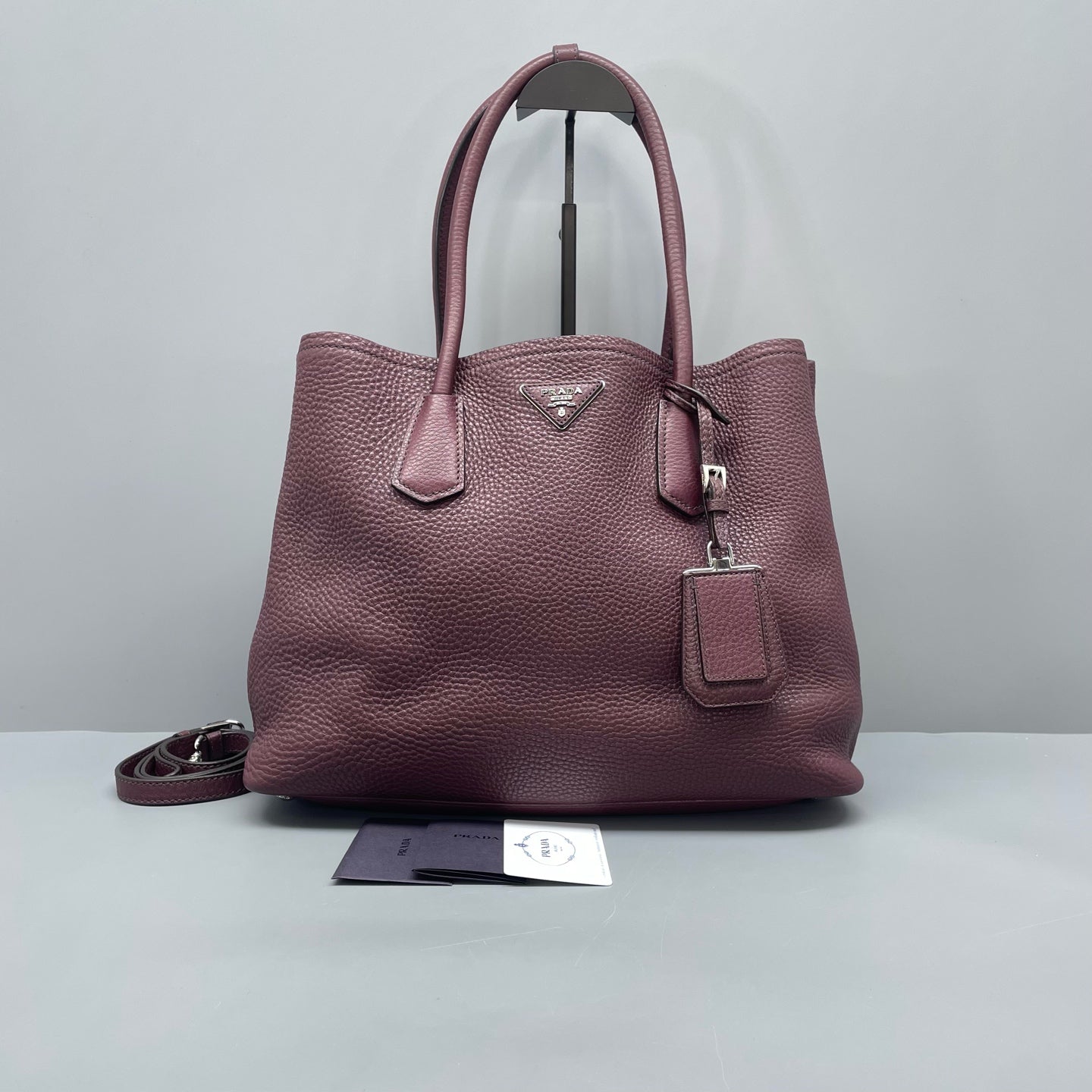 Prada - Double Bag - Leather - Burgundy - (large)