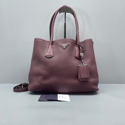 Prada - Double Bag - Leather - Burgundy - (large)