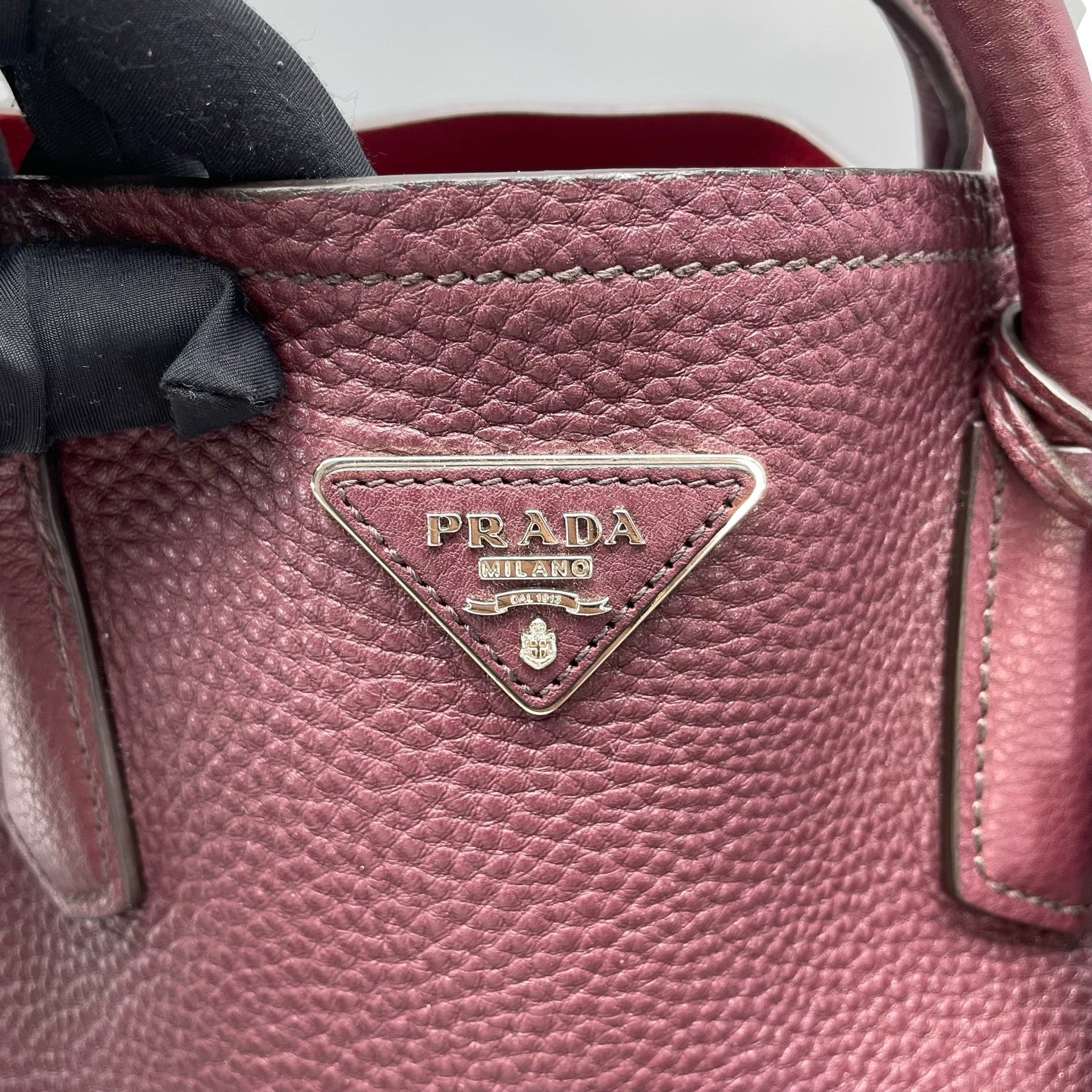 Prada - Double Bag - Leather - Burgundy - (large)