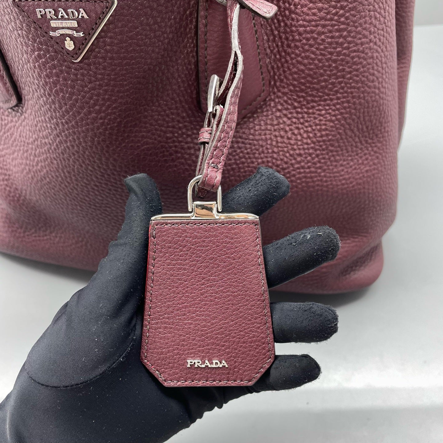 Prada - Double Bag - Leather - Burgundy - (large)