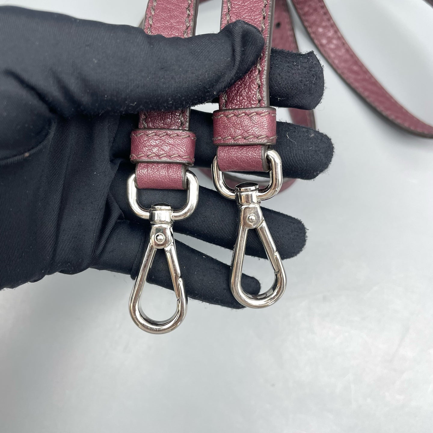 Prada - Double Bag - Leather - Burgundy - (large)