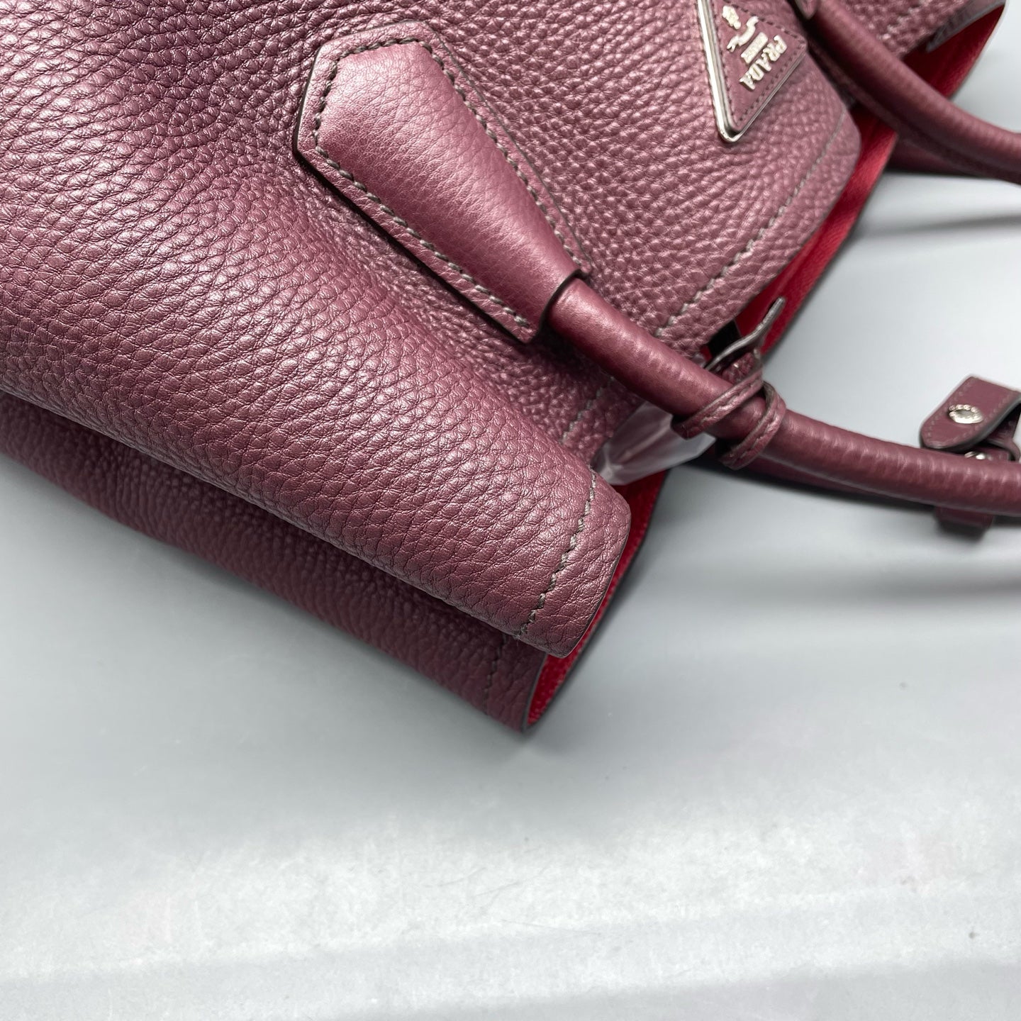 Prada - Double Bag - Leather - Burgundy - (large)