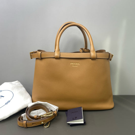 Prada - Double Bag - Leather - Camel - (medium)