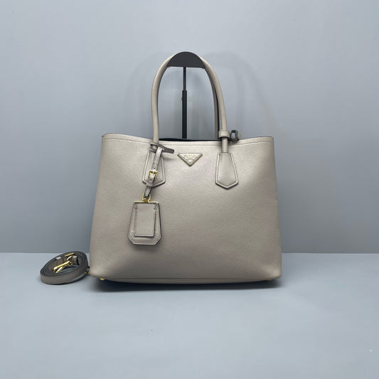 Prada - Double - Leather - Grey - (large)