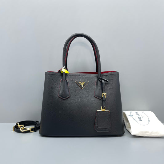 Prada - Double Tote Bag - Saffiano leather - Black - (Medium)
