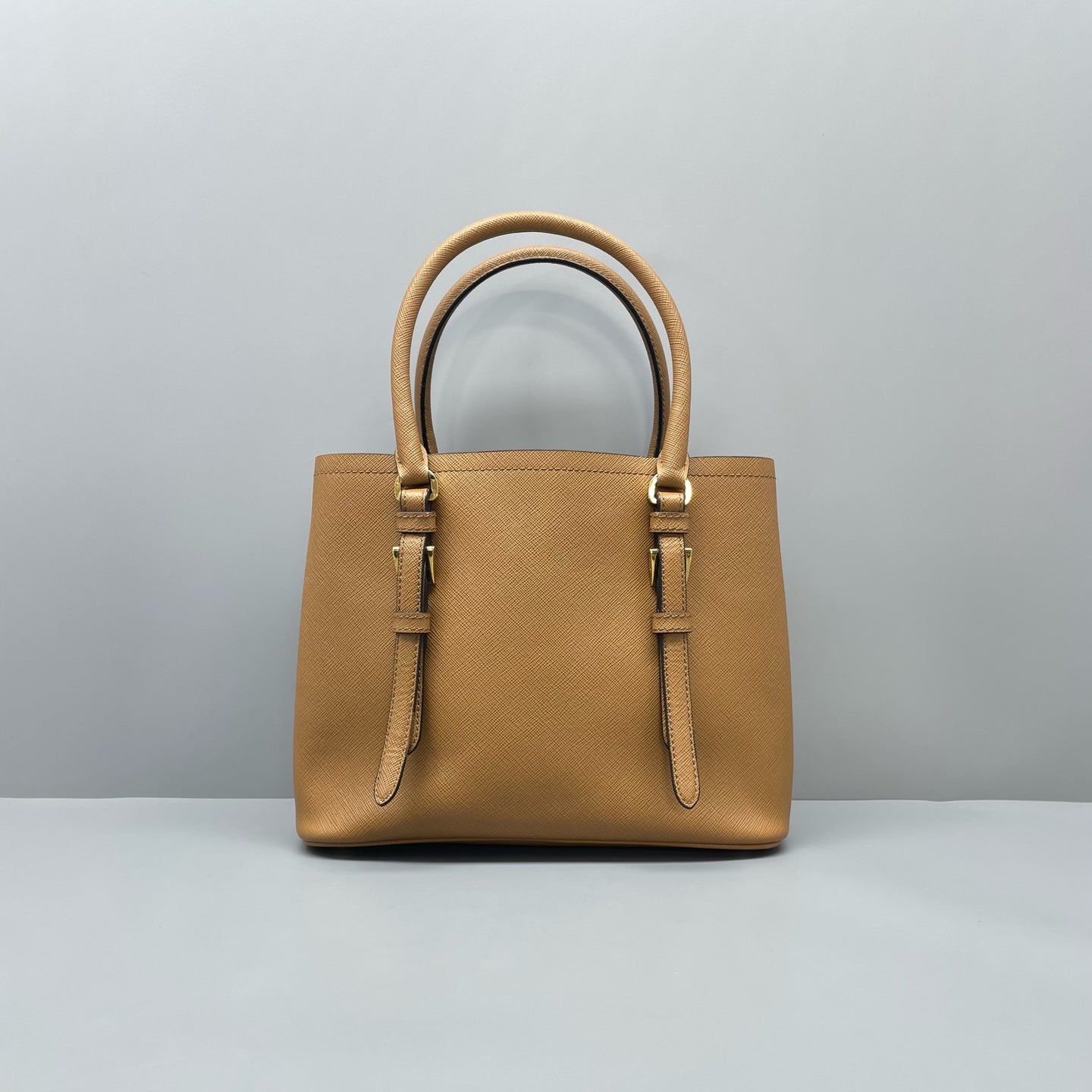 Prada - Double Tote Bag - Saffiano leather - Caramel with Gold-Tone Hardware - (Small)