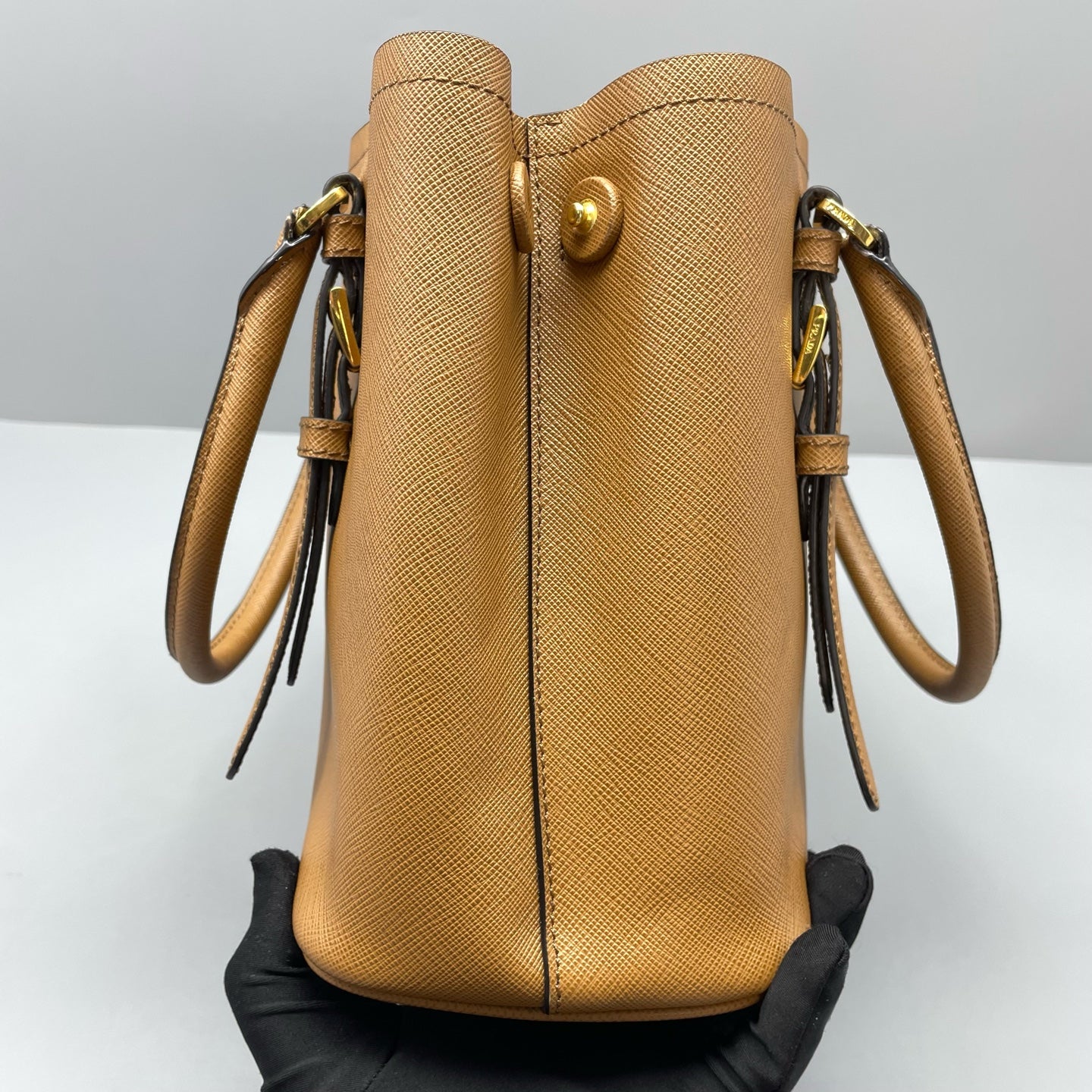 Prada - Double Tote Bag - Saffiano leather - Caramel with Gold-Tone Hardware - (Small)