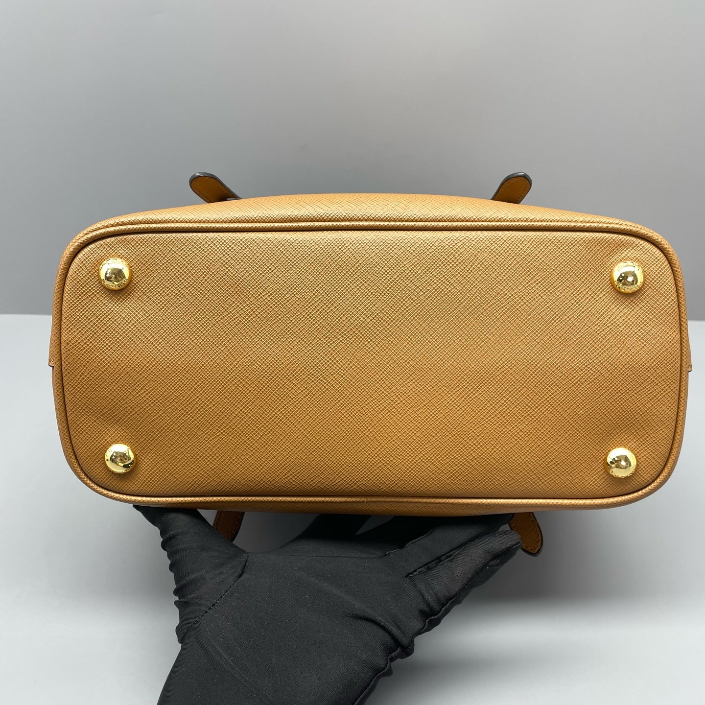 Prada - Double Tote Bag - Saffiano leather - Caramel with Gold-Tone Hardware - (Small)