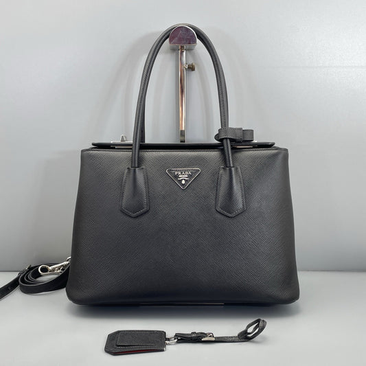 Prada - Double Tote - Leather - Black - (medium)