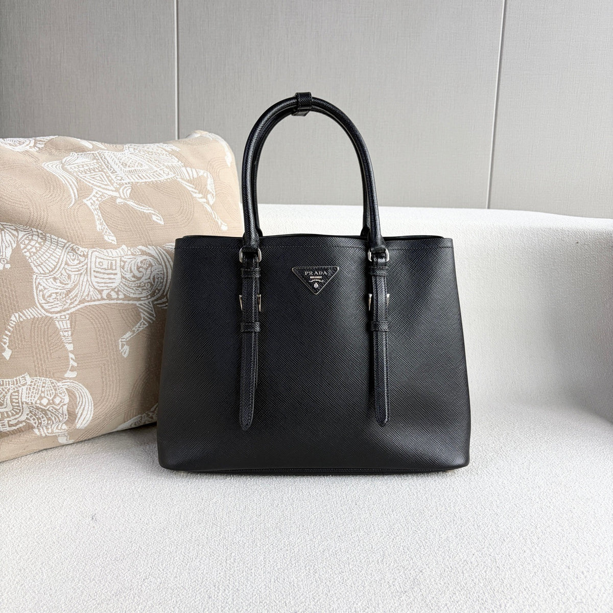 Prada - Double Tote - Leather - Black - (medium)