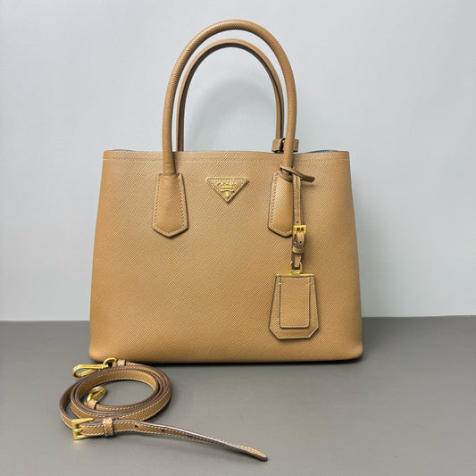 Prada - Double Tote - Leather - Brown - (Other)
