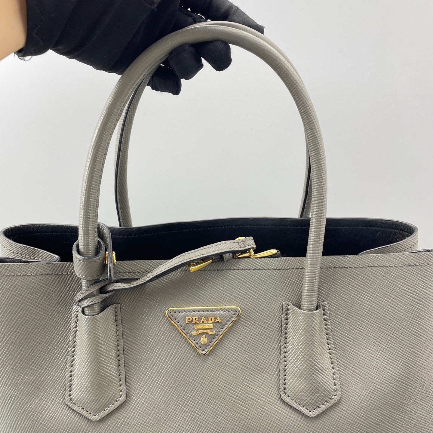 Prada - Double Tote - Leather - Grey - (medium)
