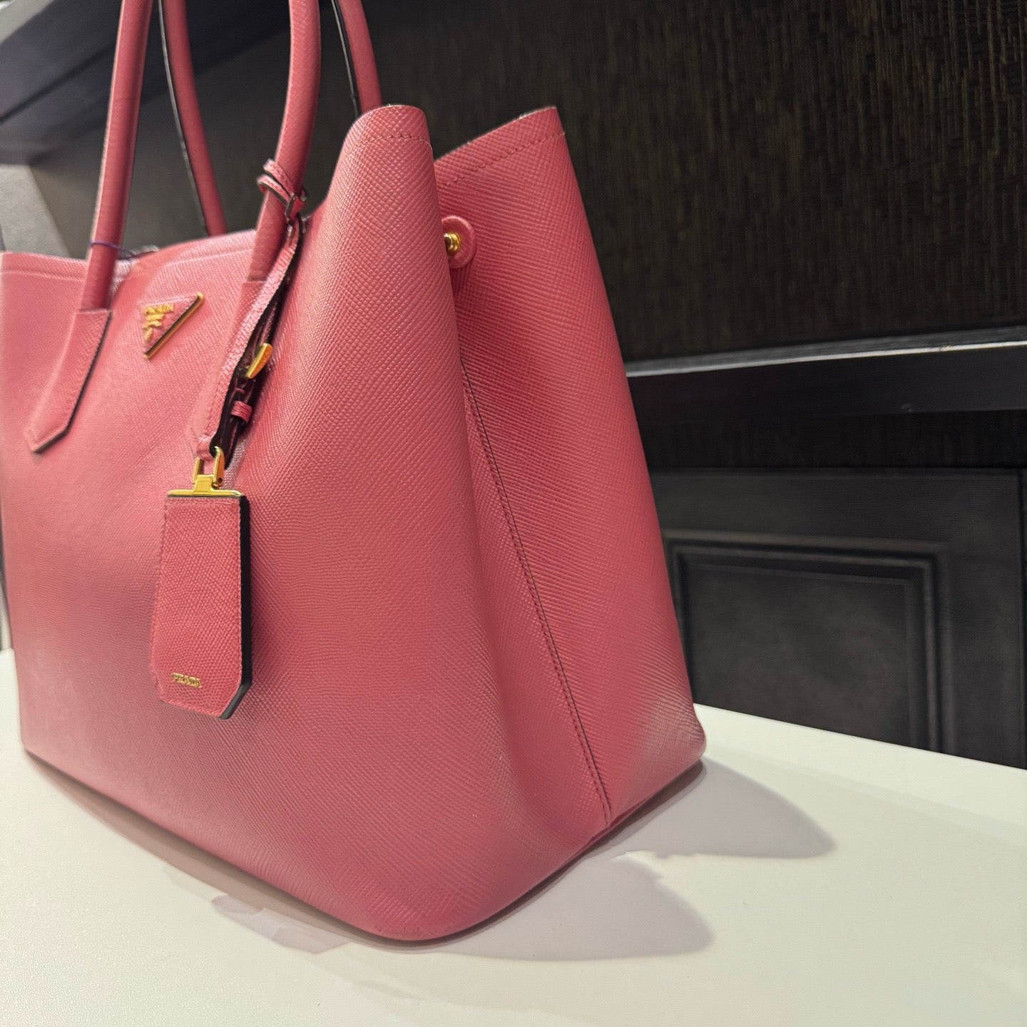 Prada - Double Tote - Leather - Pink - (35cm)