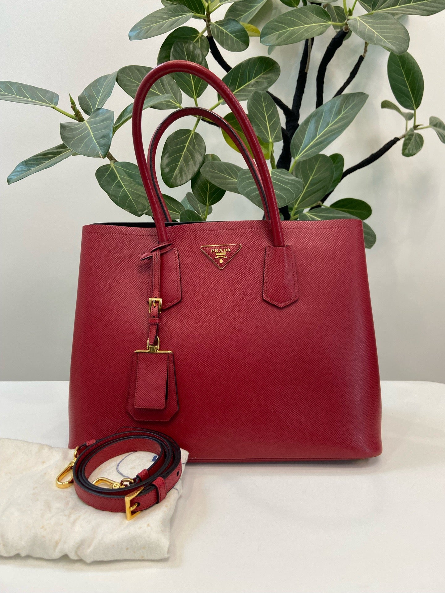 Prada - Double Tote - Leather - Red - (large)