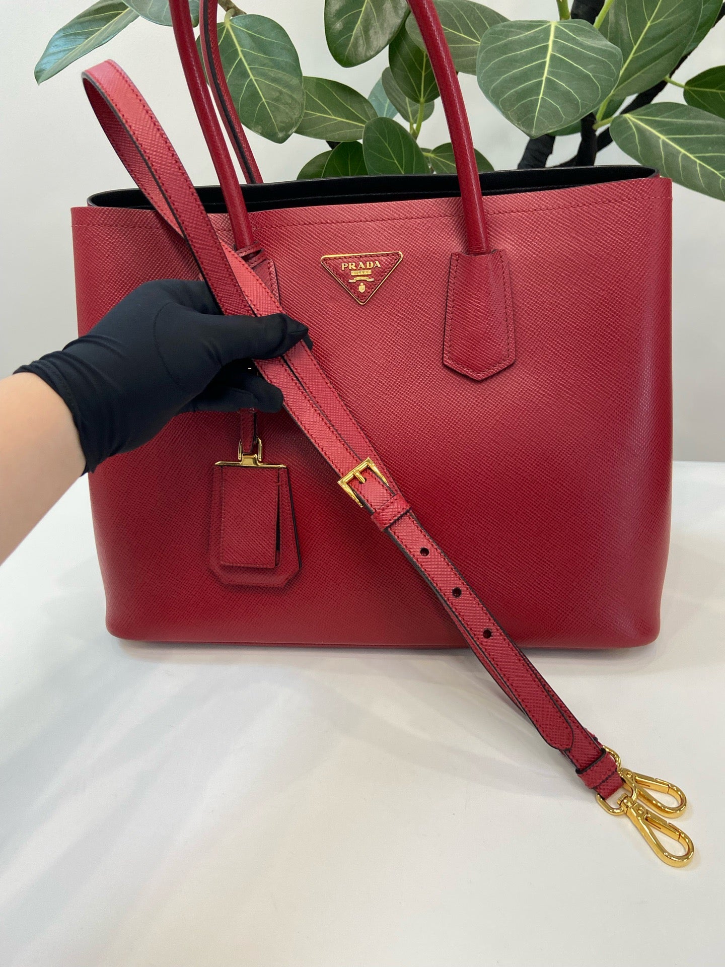 Prada - Double Tote - Leather - Red - (large)