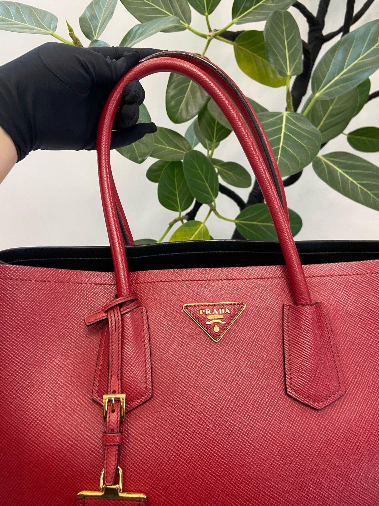 Prada - Double Tote - Leather - Red - (large)