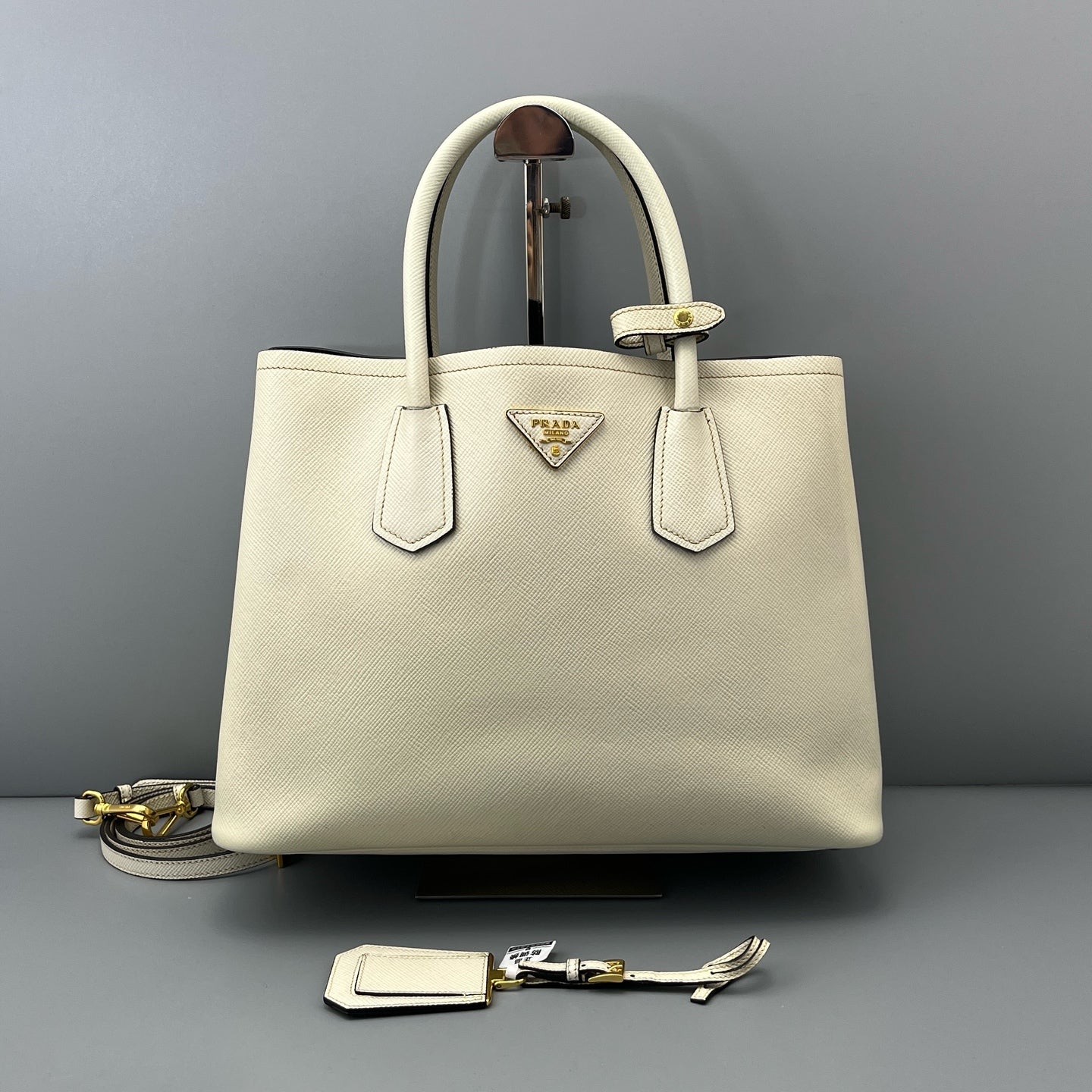 Prada - Double Tote - Leather - White - (medium)