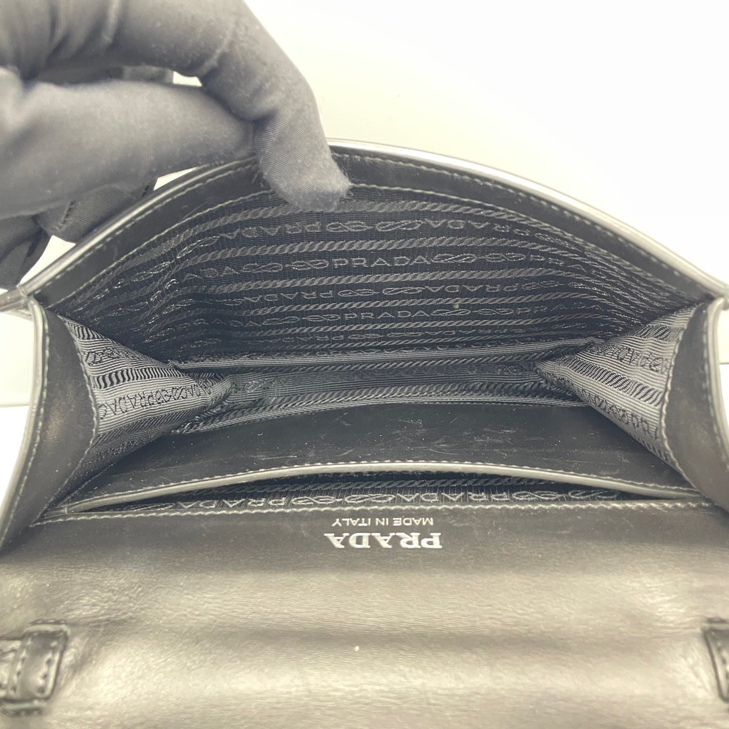 Prada - Etiquette Shoulder Bag - Leather - Black - (mini)