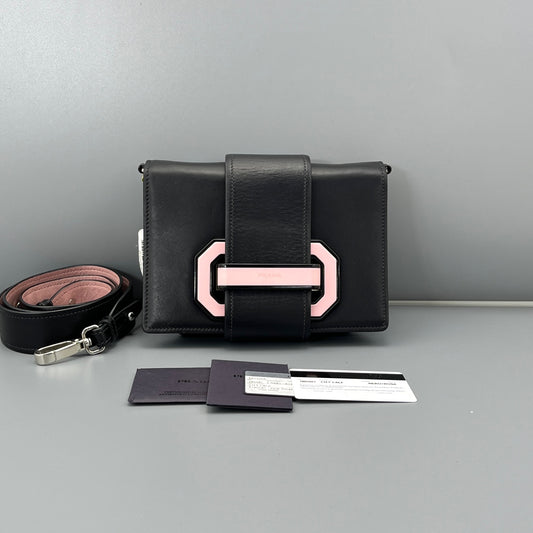 Prada - Etiquette Shoulder Bag - Leather - Black - (mini)