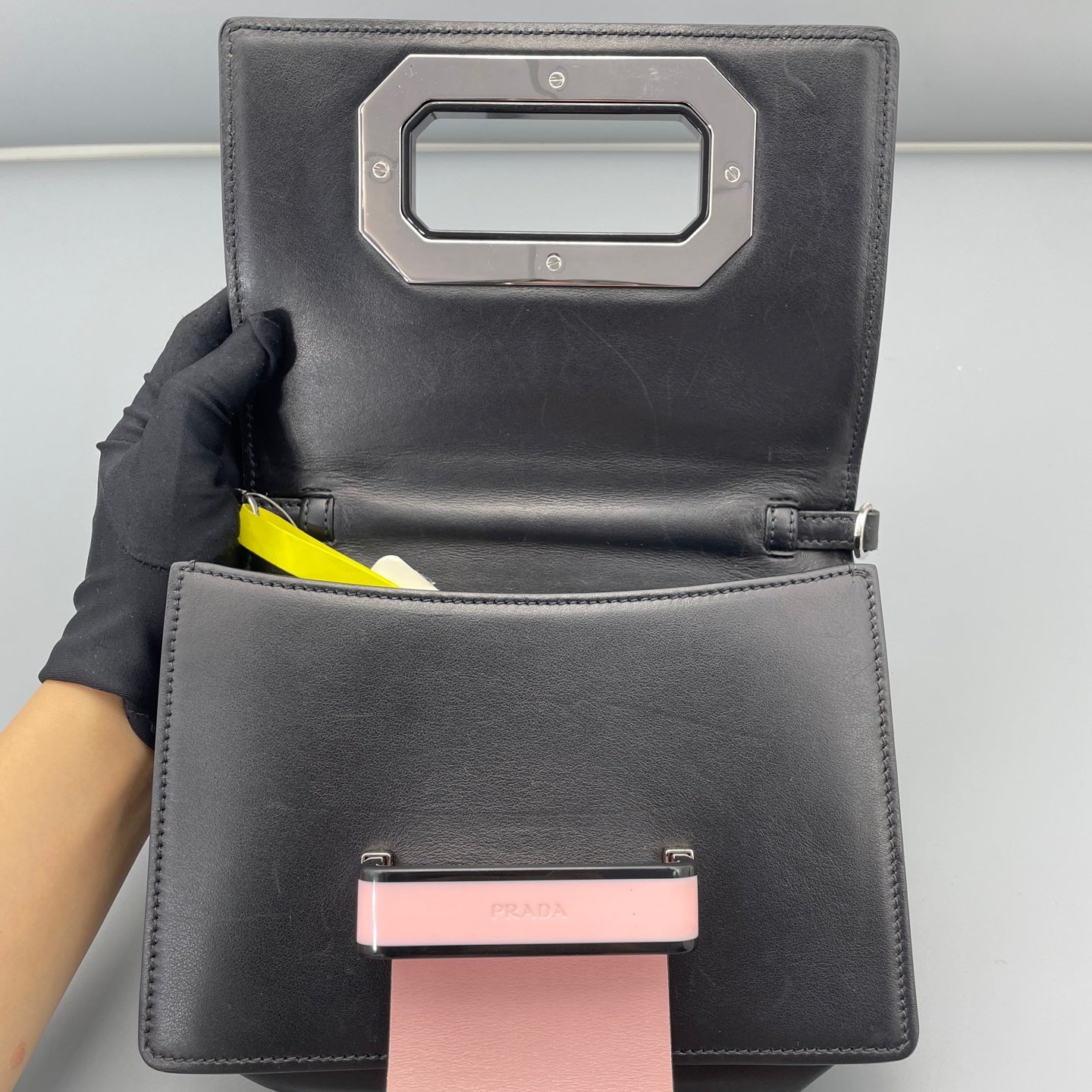 Prada - Etiquette Shoulder Bag - Leather - Black - (mini)