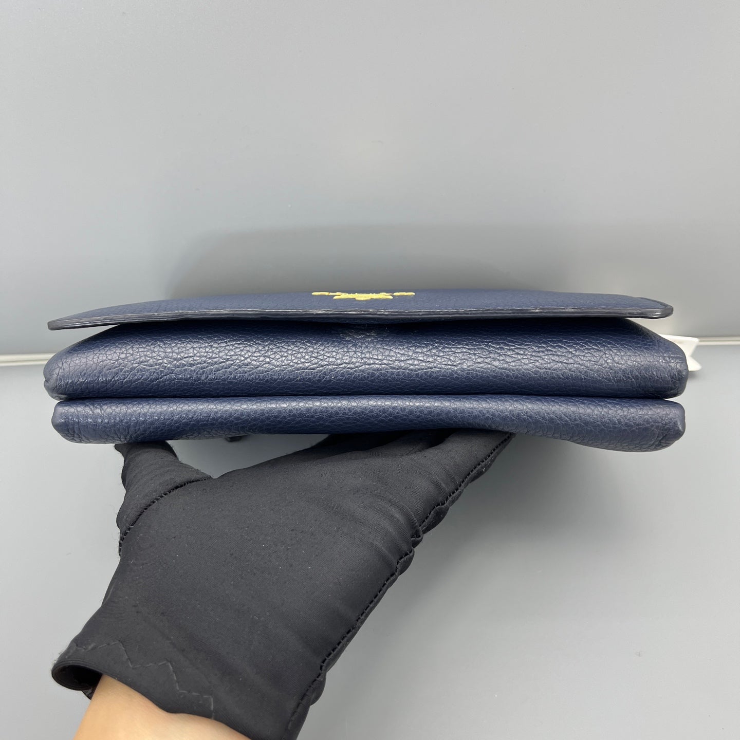 Prada - Flap Shoulder Crossbody Bag - Leather - Navy - (small)