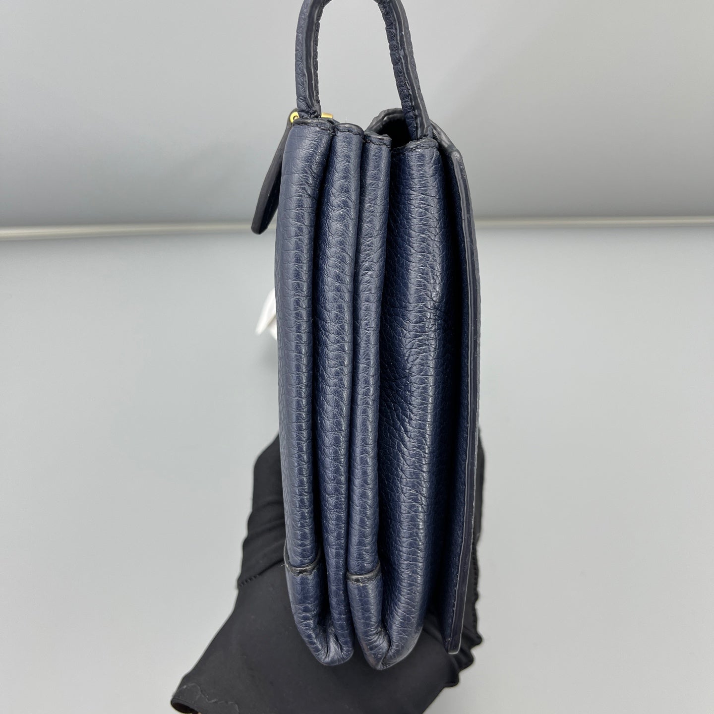 Prada - Flap Shoulder Crossbody Bag - Leather - Navy - (small)