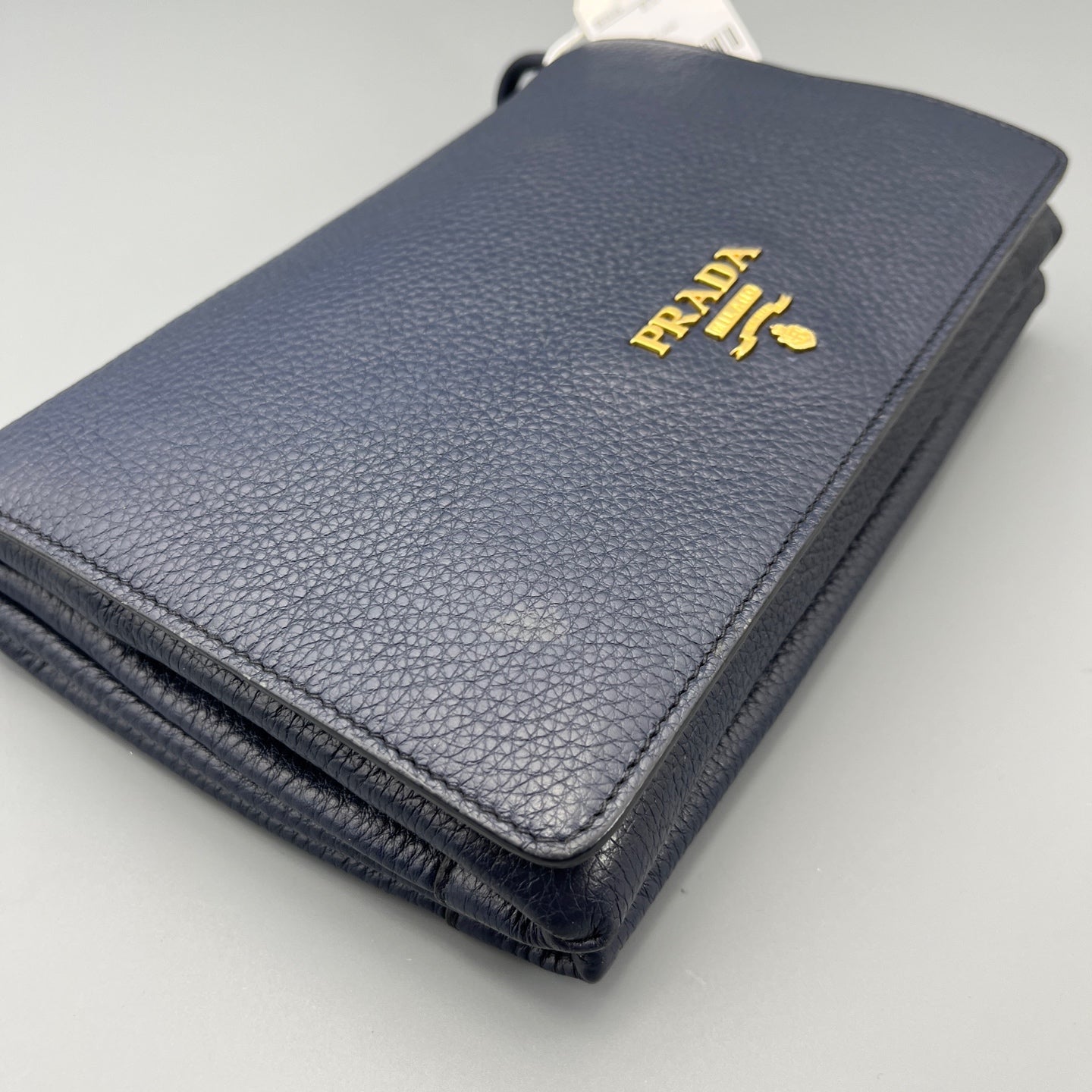 Prada - Flap Shoulder Crossbody Bag - Leather - Navy - (small)