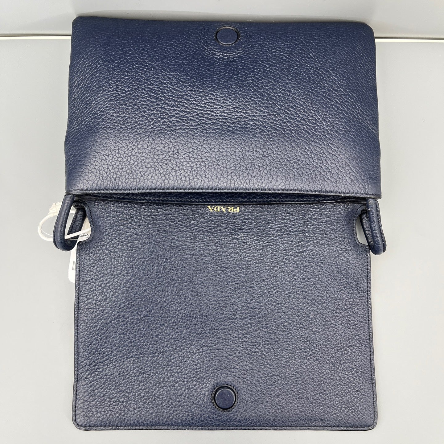 Prada - Flap Shoulder Crossbody Bag - Leather - Navy - (small)