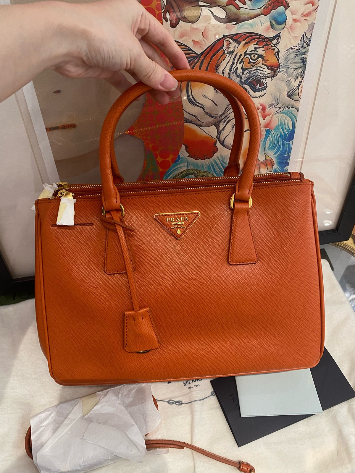 Prada - Galleria Bag - Leather - Orange - (medium)