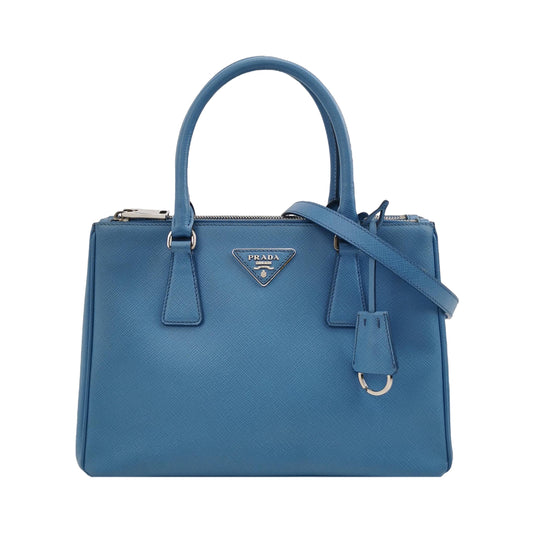 Prada - Galleria Saffiano Bag - Saffiano leather - Blue - (Small)