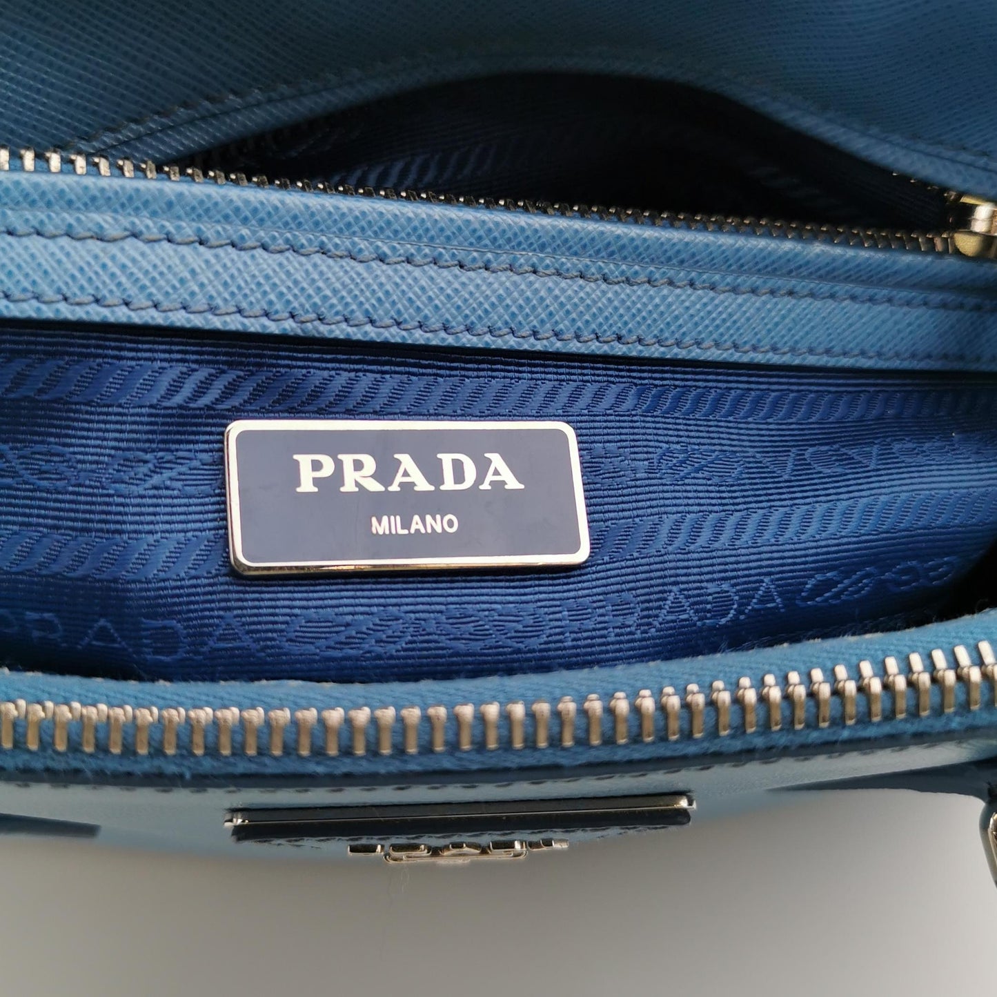 Prada - Galleria Saffiano Bag - Saffiano leather - Blue - (Small)