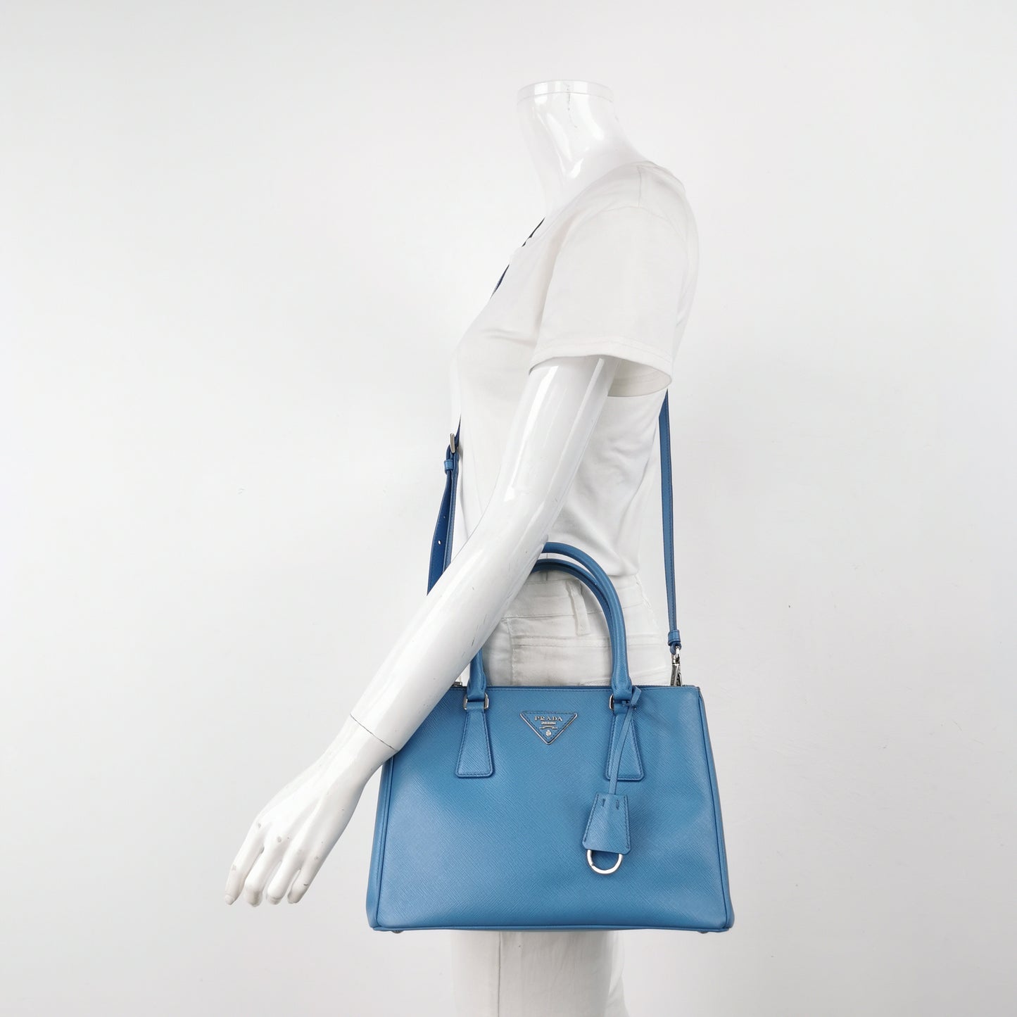 Prada - Galleria Saffiano Bag - Saffiano leather - Blue - (Small)