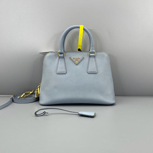 Prada - Galleria Saffiano Lux Tote - Saffiano leather - Haze Blue with Gold-Tone Hardware - (Small)