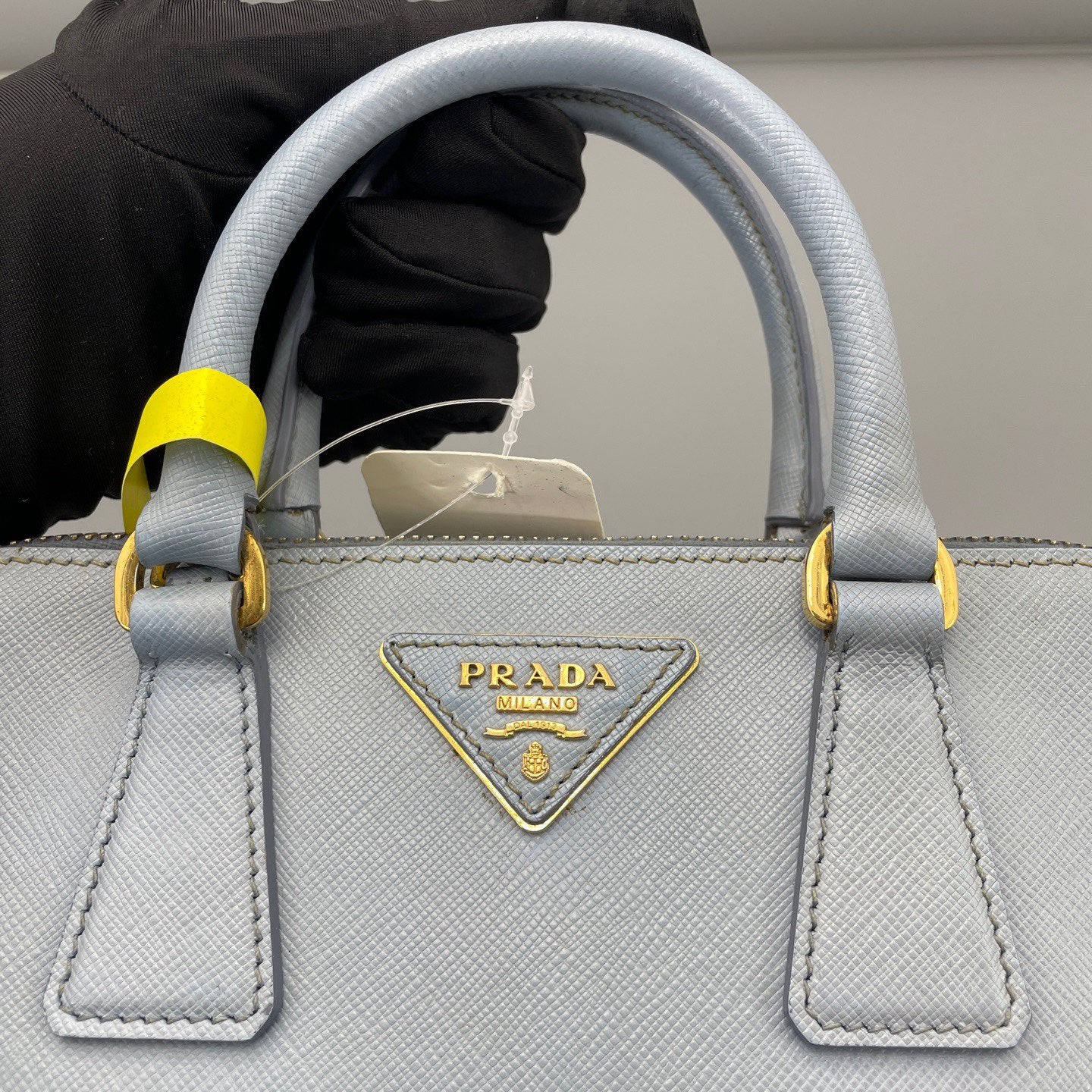 Prada - Galleria Saffiano Lux Tote - Saffiano leather - Haze Blue with Gold-Tone Hardware - (Small)