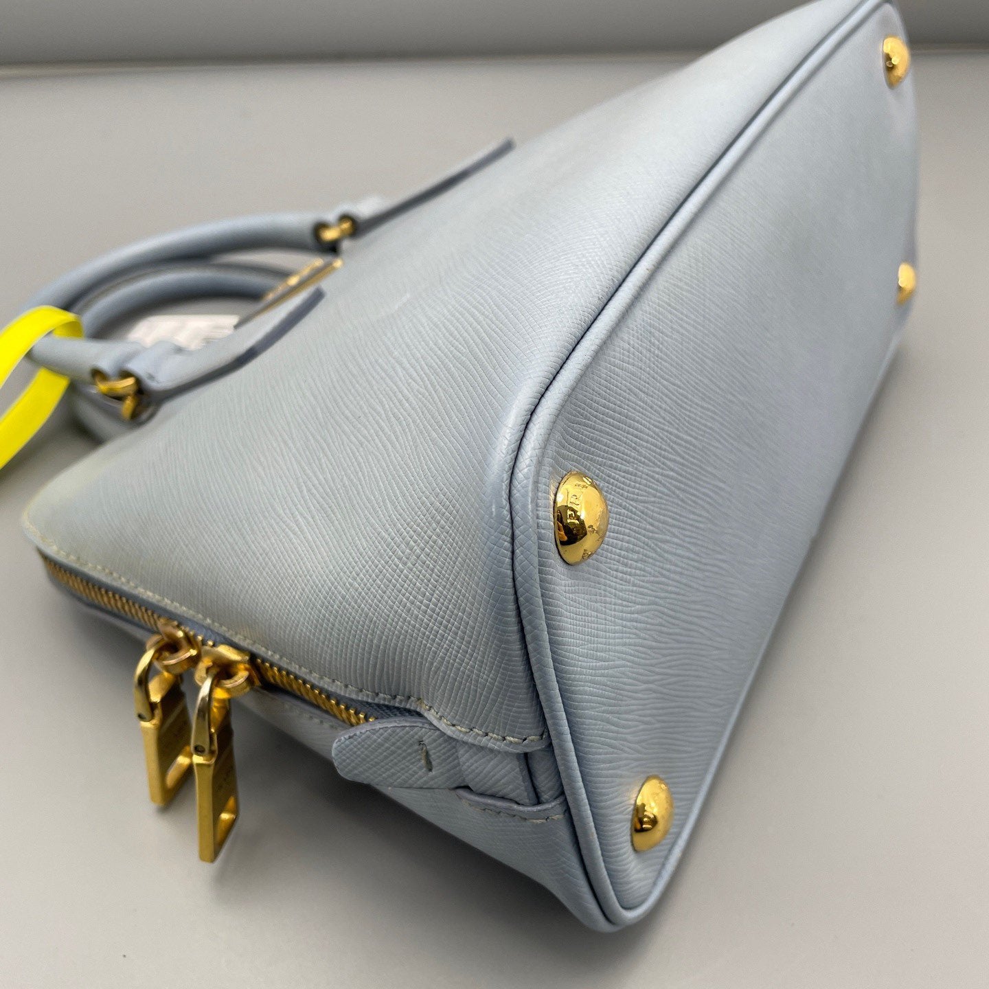Prada - Galleria Saffiano Lux Tote - Saffiano leather - Haze Blue with Gold-Tone Hardware - (Small)