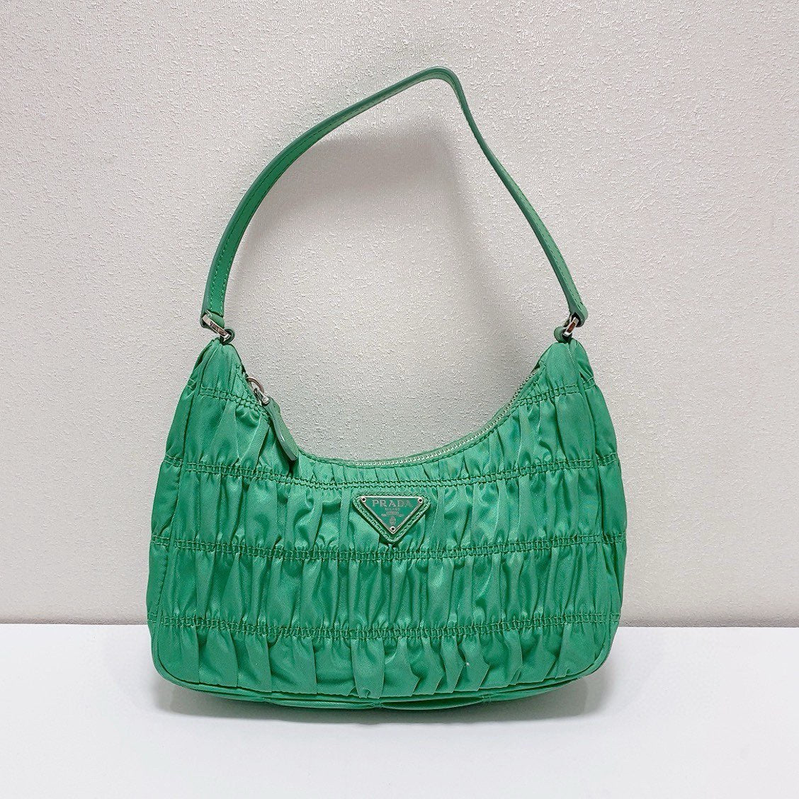 Prada - Hobo Shoulder Bag - Nylon - Green with Silver-Tone Hardware - (mini)