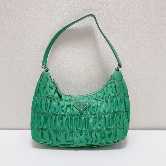 Prada - Hobo Shoulder Bag - Nylon - Green with Silver-Tone Hardware - (mini)