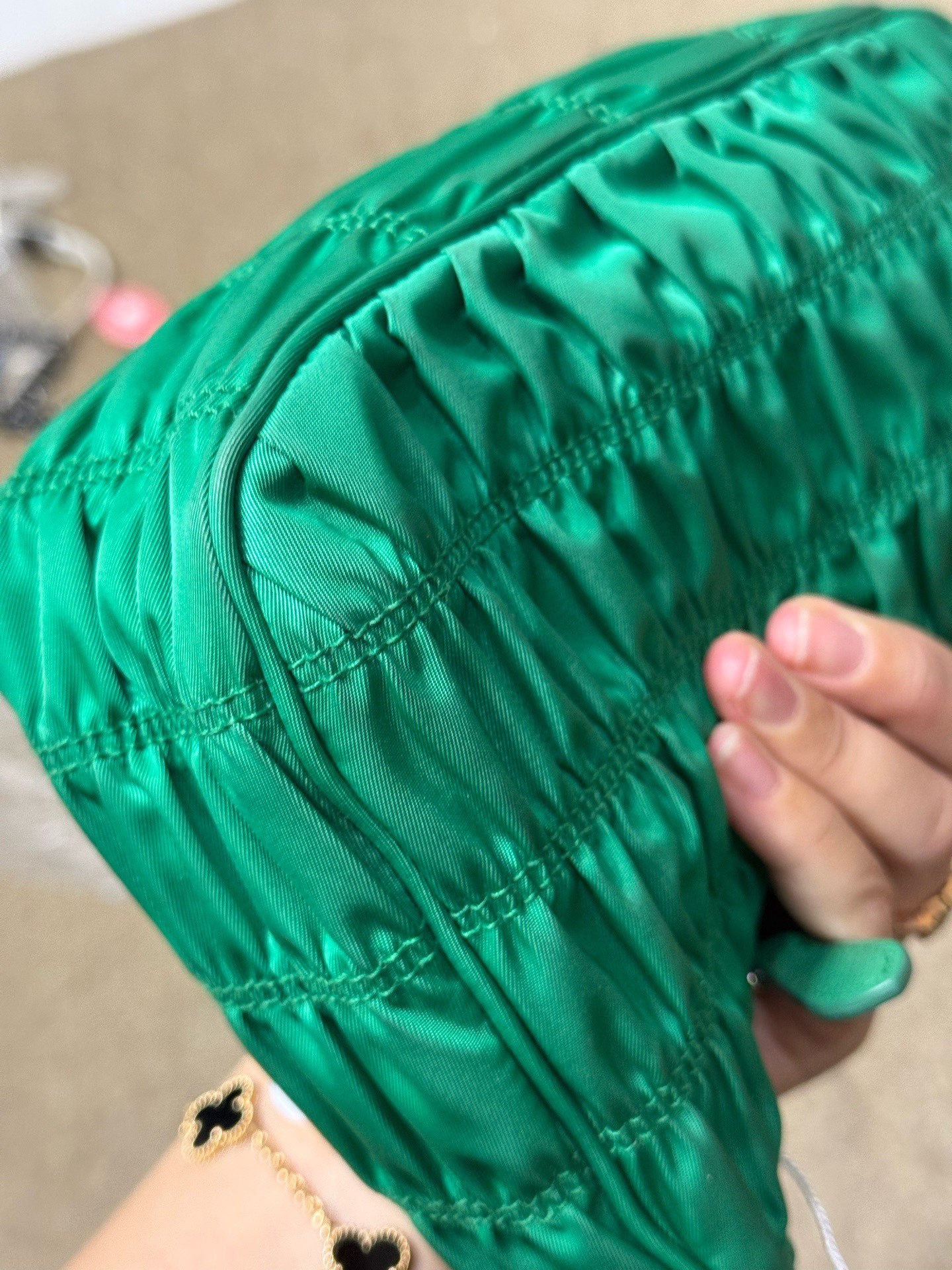 Prada - Hobo Shoulder Bag - Nylon - Green with Silver-Tone Hardware - (mini)