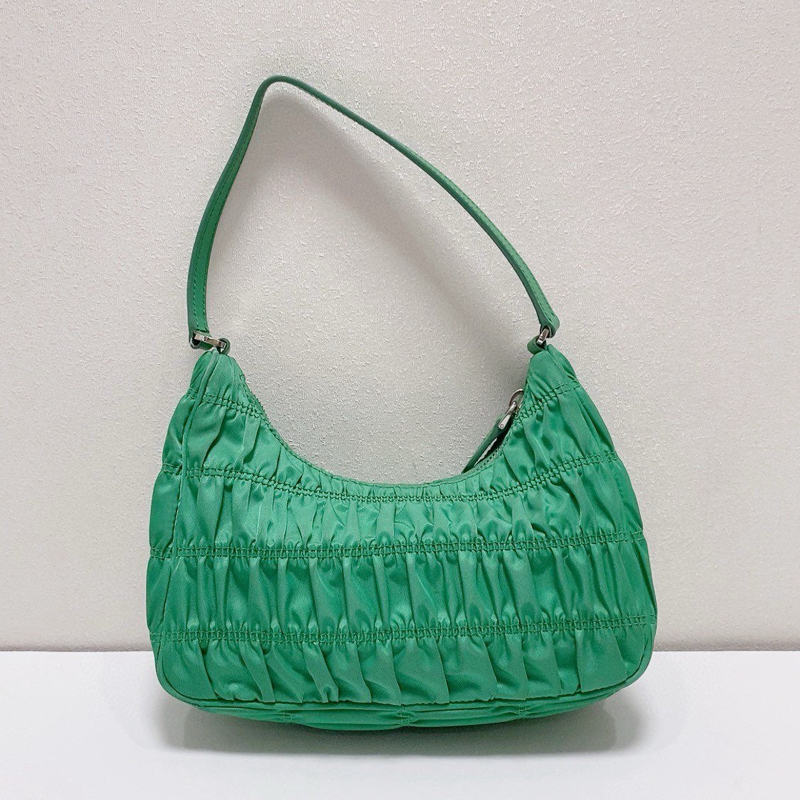 Prada - Hobo Shoulder Bag - Nylon - Green with Silver-Tone Hardware - (mini)
