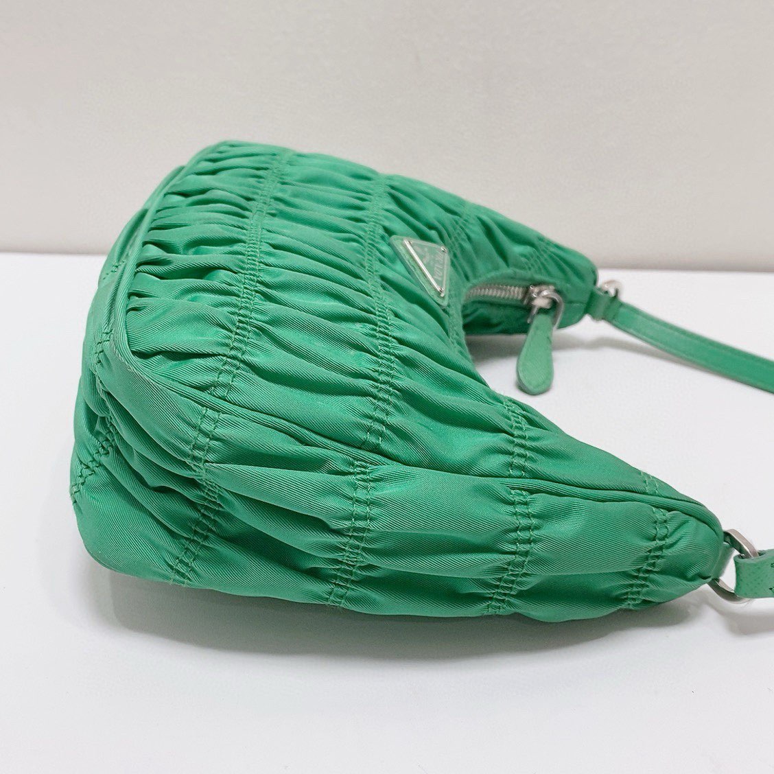Prada - Hobo Shoulder Bag - Nylon - Green with Silver-Tone Hardware - (mini)