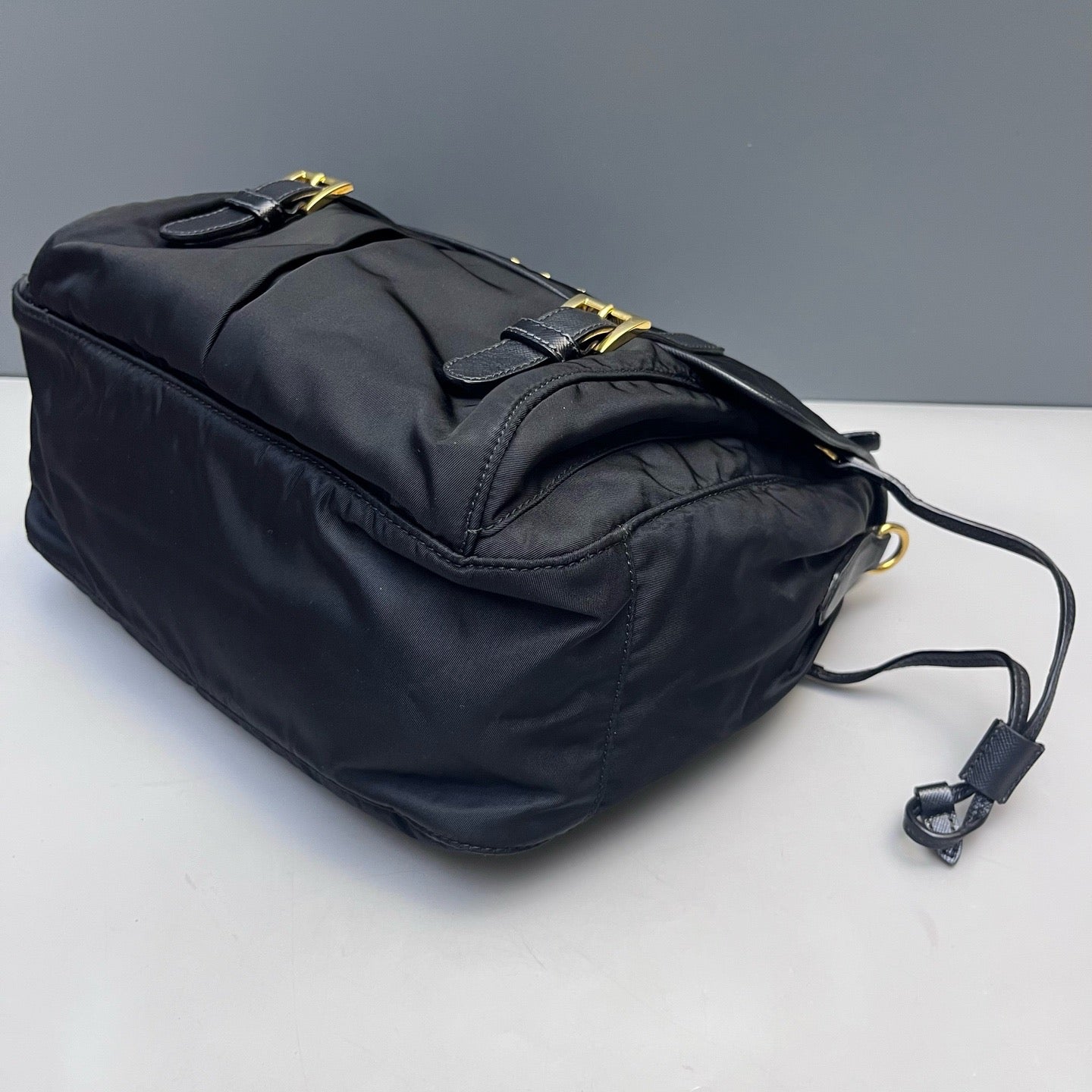 Prada - Messenger Bag - Nylon and Saffiano leather - Black with Gold-Tone Hardware - (medium)