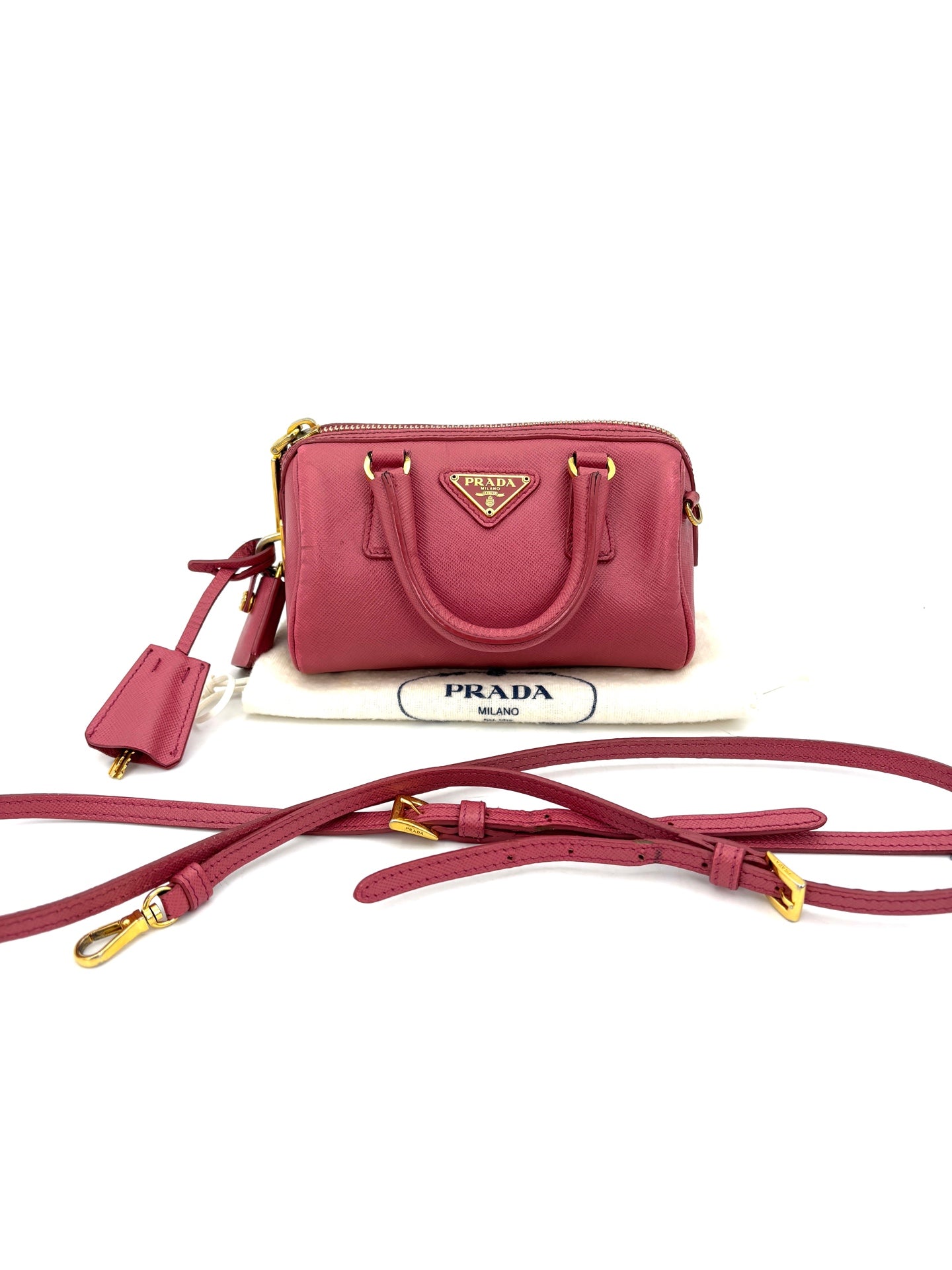 Prada - Mini Boston Bag - Saffiano leather - Red - (mini)