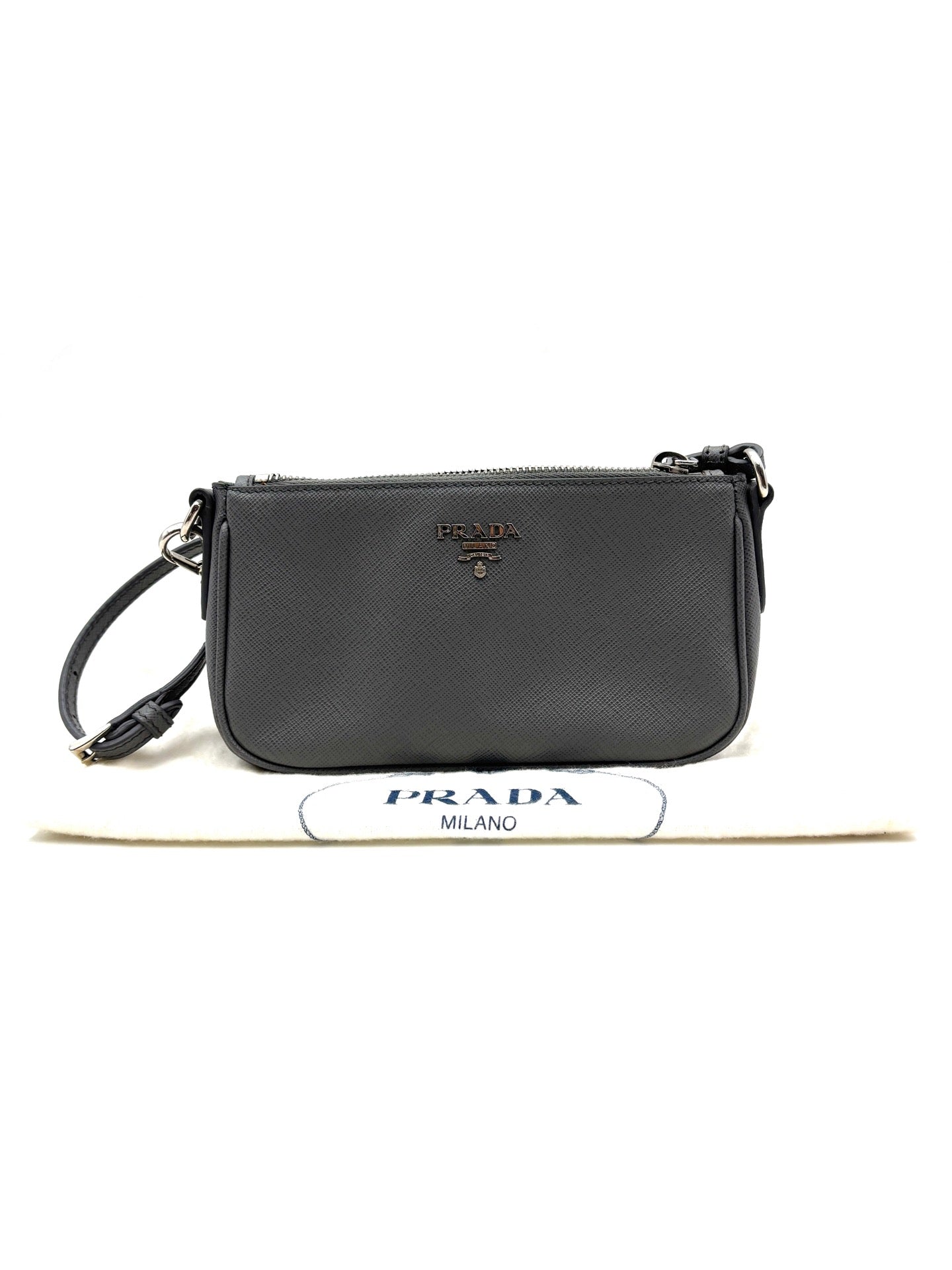 Prada - Mini Pouch - Saffiano leather - Grey - (mini)