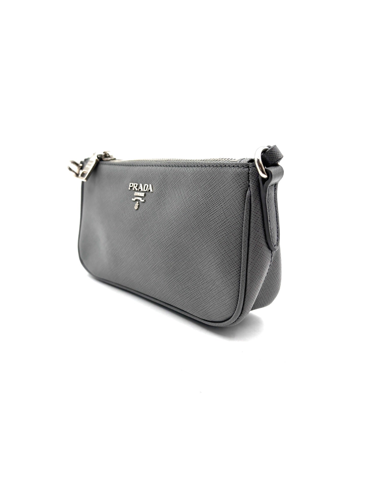 Prada - Mini Pouch - Saffiano leather - Grey - (mini)