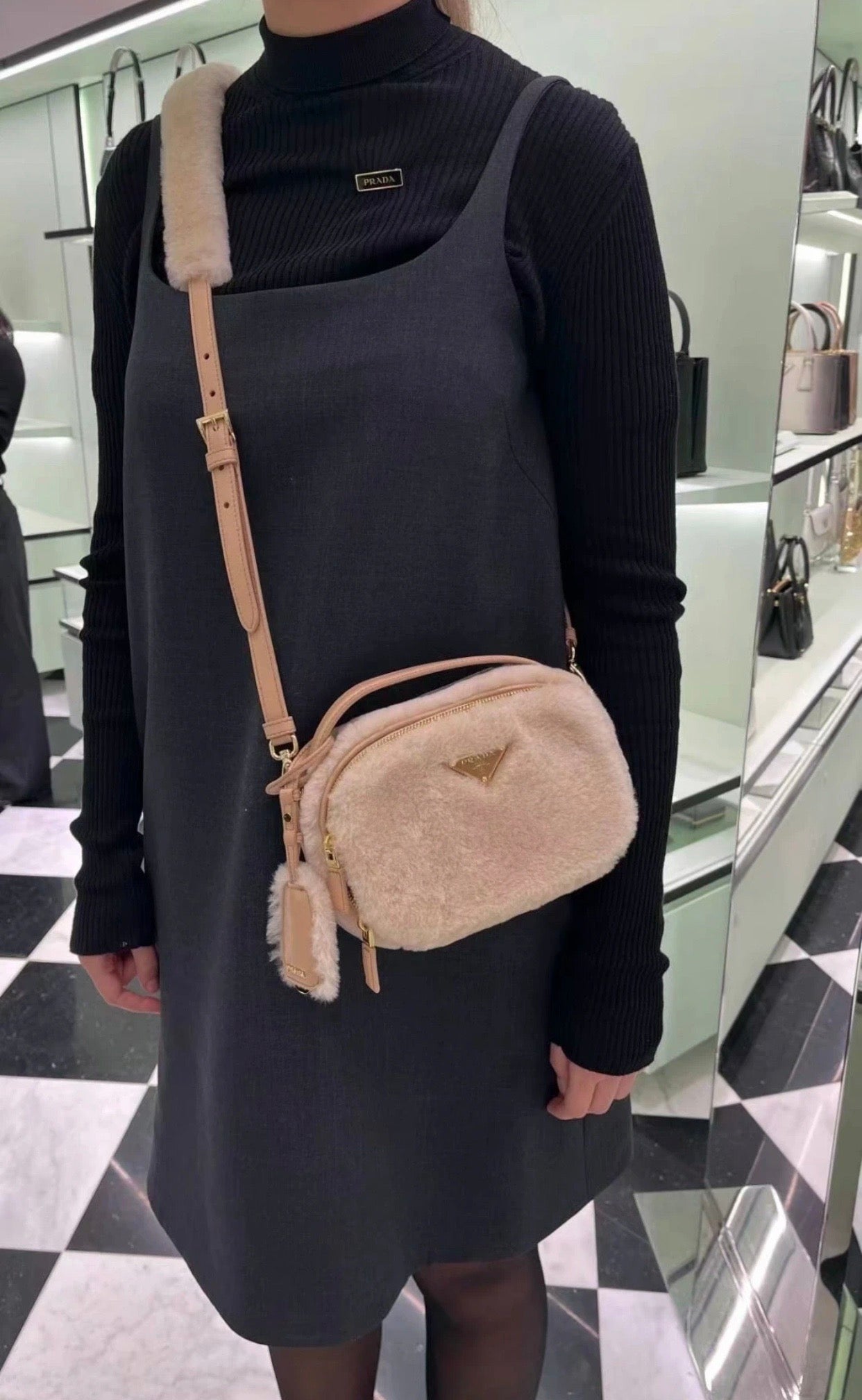 Prada - Mini Shoulder Bag - Wool - Beige - (mini)