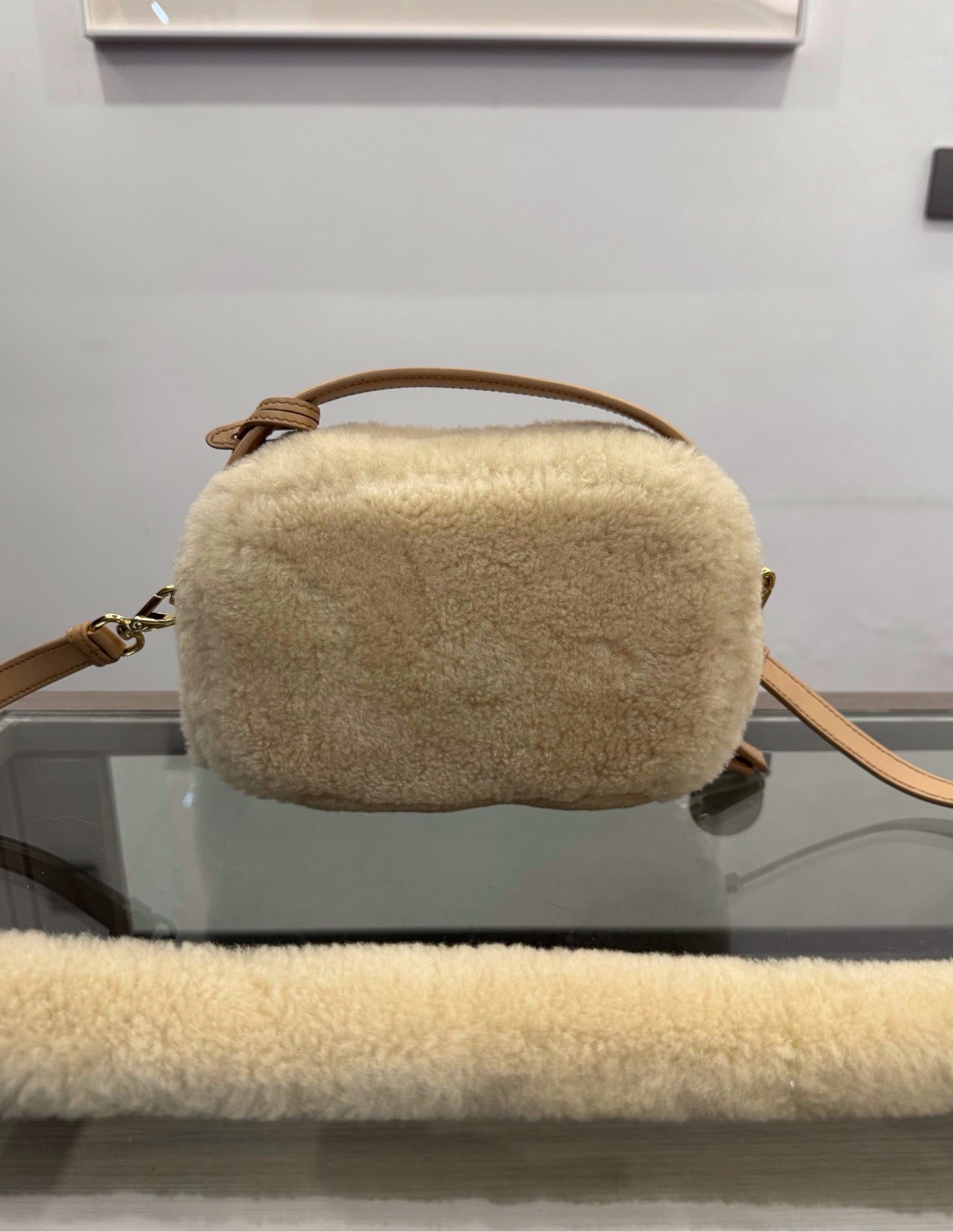 Prada - Mini Shoulder Bag - Wool - Beige - (mini)