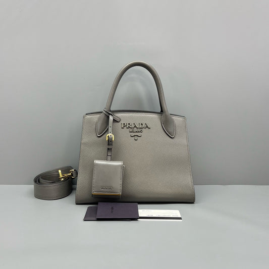 Prada - Monochrome - Leather - Grey - (medium)